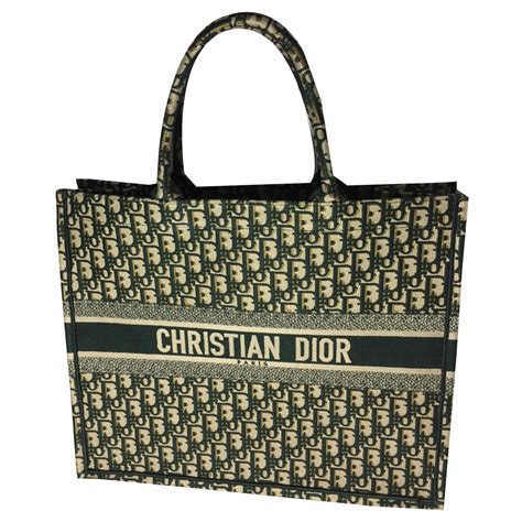 dior tote green|Dior fabric tote.